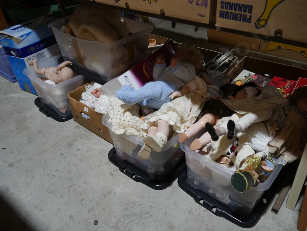 5 boxes of dolls etc Image 1++