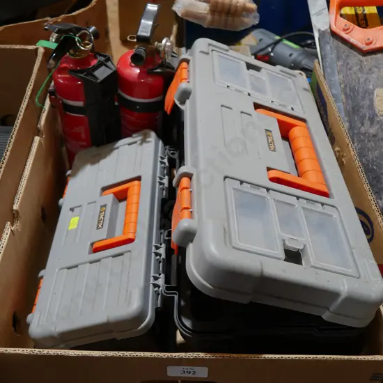 Tool boxes and fire extinguishers