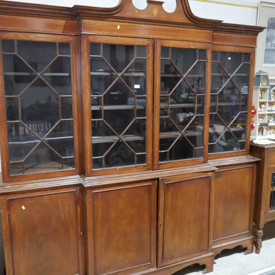 Breakfront bookcase cabinet