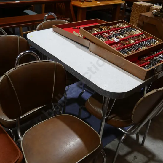 Retro dining table and four chairs