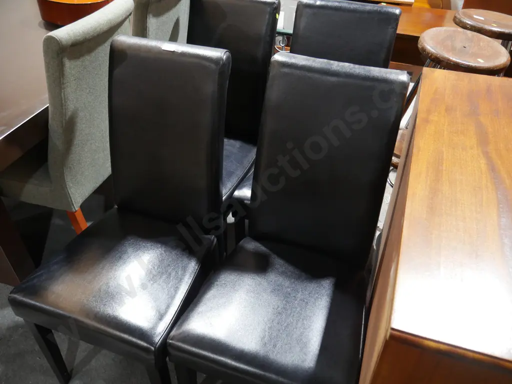 4 black vinyl dining chairs Image 1++