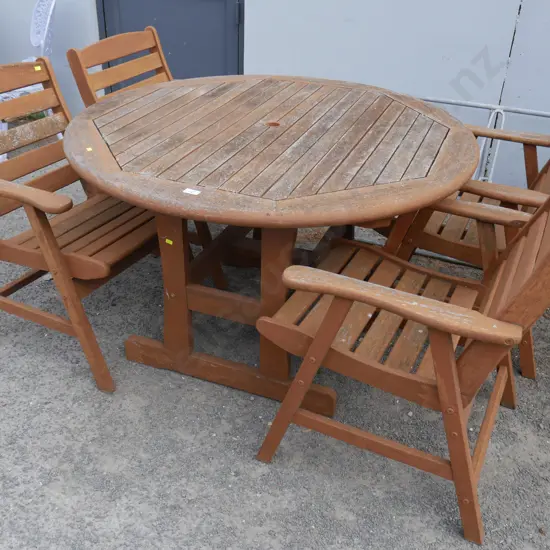 Wooden outdoor table and 4 chairs