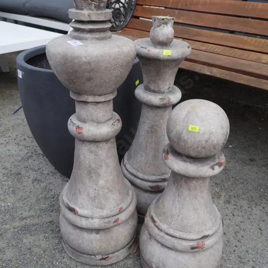 Chess pieces garden ornaments