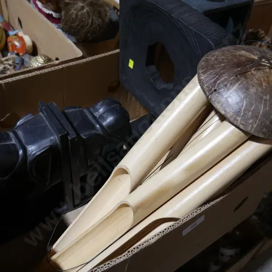 Wind chimes, elephant book ends etc