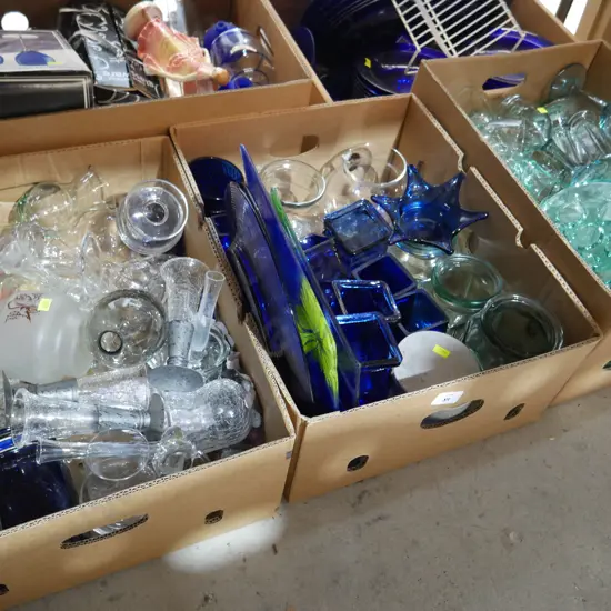 3 boxes of glassware