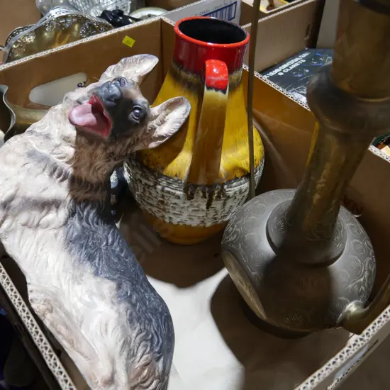 Brassware, German pottery etc