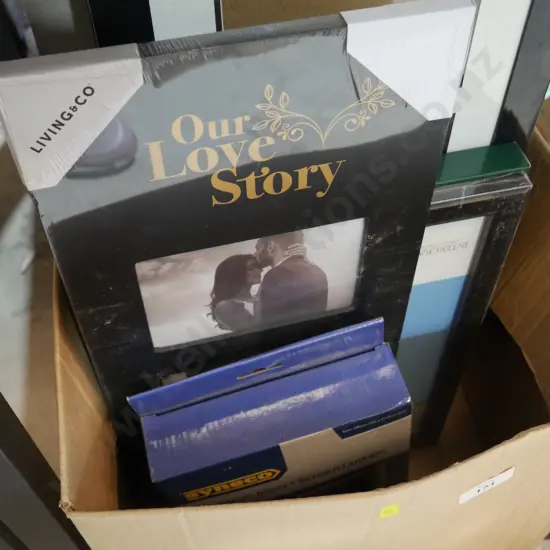 Box of picture frames etc