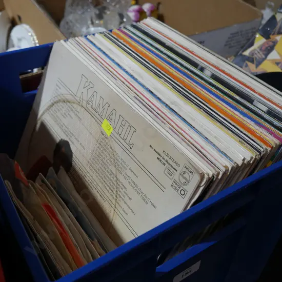 Box of records, blue box