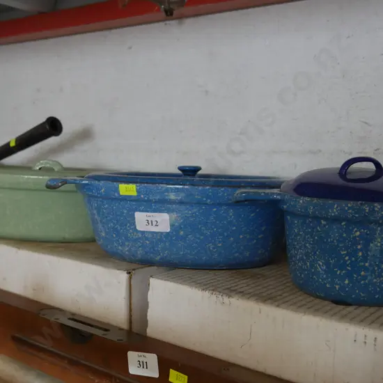 3 enamel casseroles