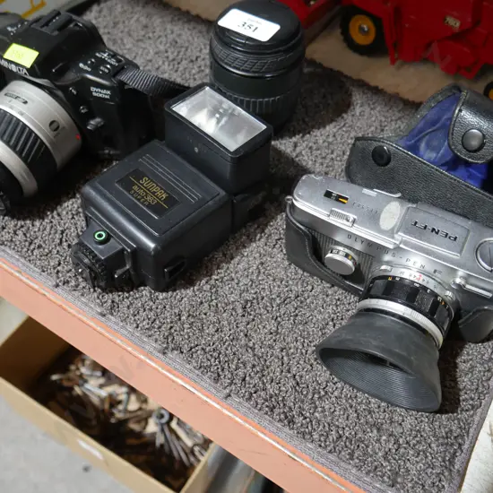 Olympus pen -F camera, Minolta camera etc