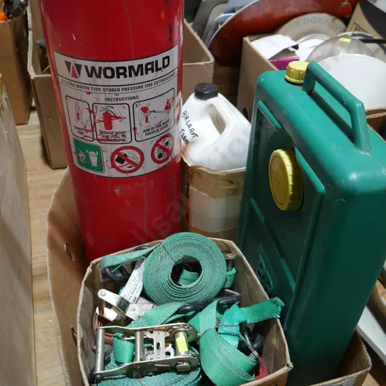 Straps, fire extinguisher etc