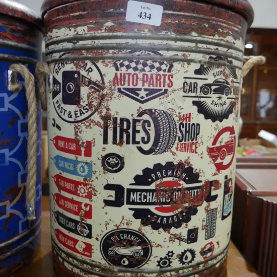 Cream, mechanic print storage bin