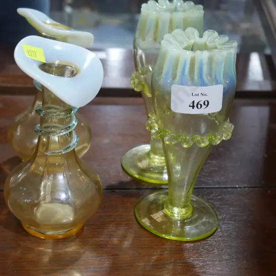 2 Victorian glass vases