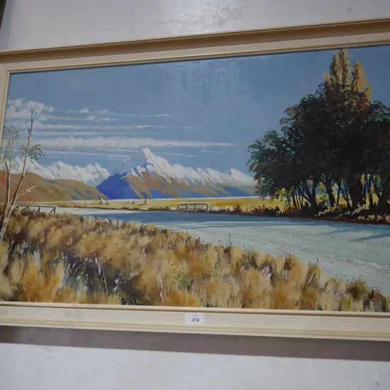 Framed F Clark 72 oil, Mt Cook