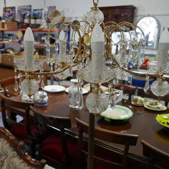 Crystal & brass standard lamp