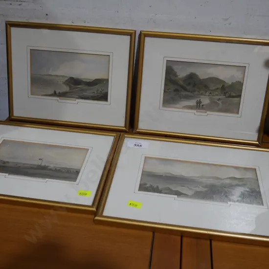 4 framed etchings