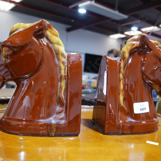 Blue mountain pottery horse book ends