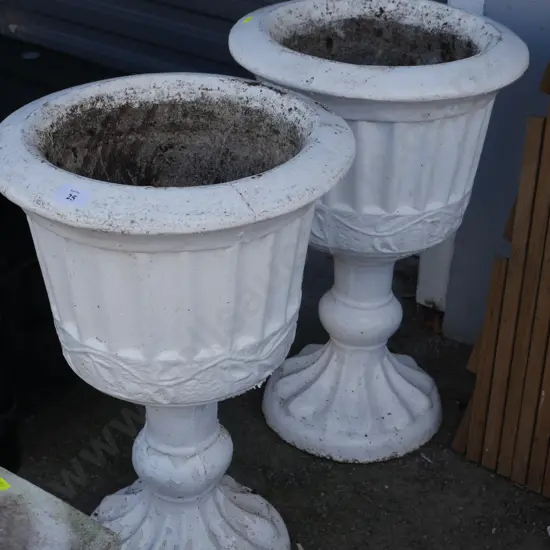 Pair concrete plant pots