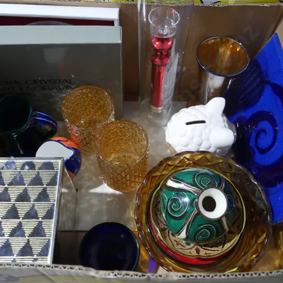 Coloured glass, china etc