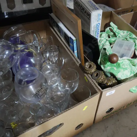 2 boxes, glasses etc
