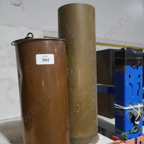 Brass shell and copper jug