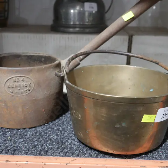 Brass and cast iron pots