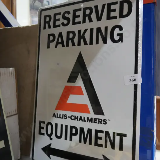 Allis Chalmers tin parking sign