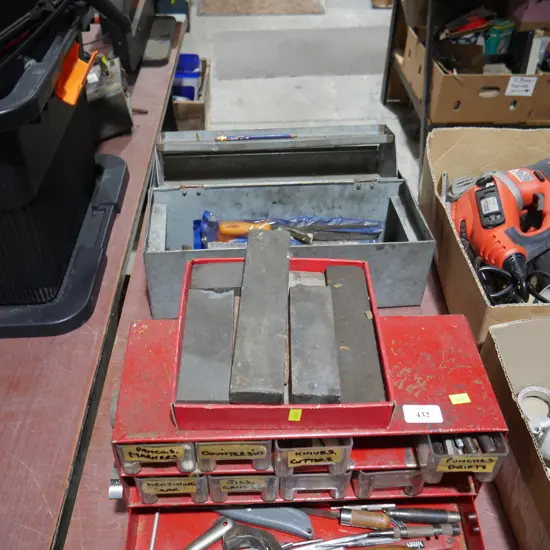 Sharpening stones , toolboxes