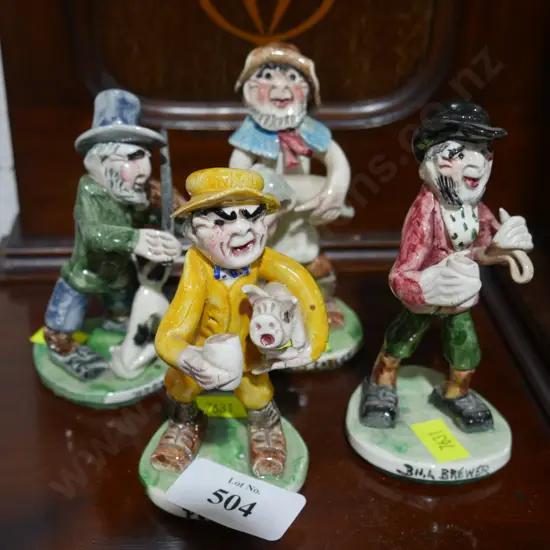 4 pottery figurines