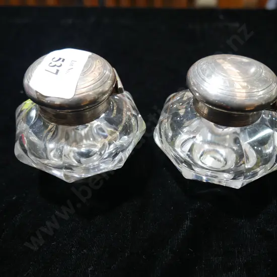 Pair silver top ink wells