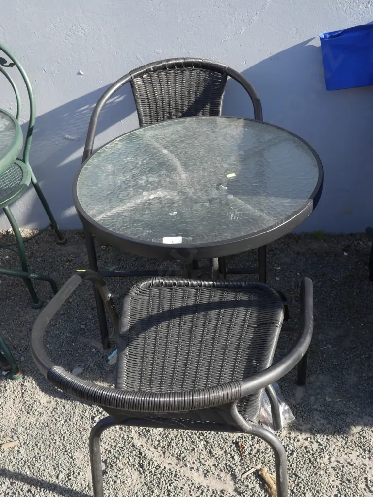 Black outdoor table and 2 chairs Image 1++
