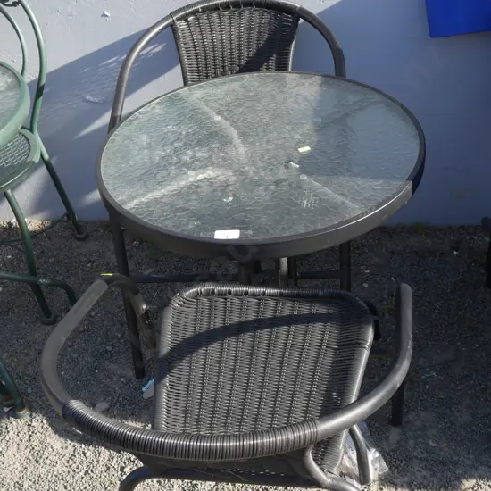 Black outdoor table and 2 chairs