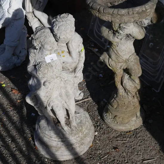 Bird bath and garden statue