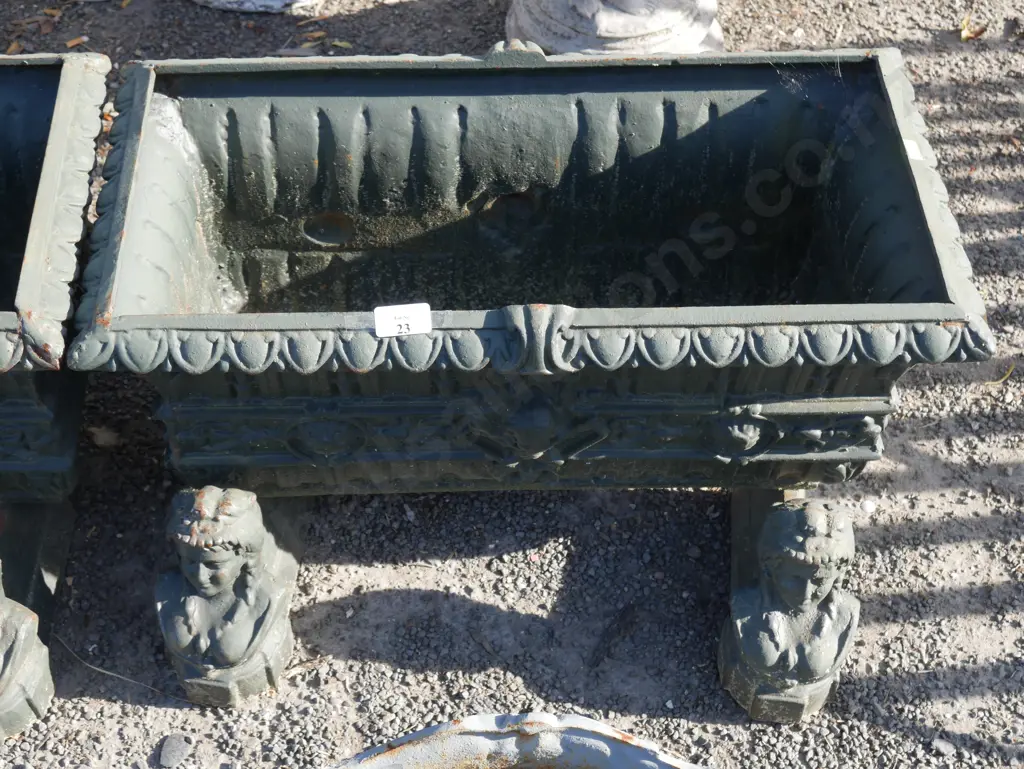 Green cast iron planter with stands Image 1++
