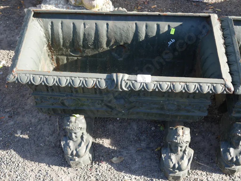 Green cast iron planter with stands Image 1++