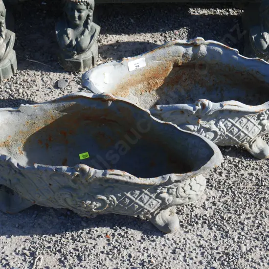 Pair of cast iron planters