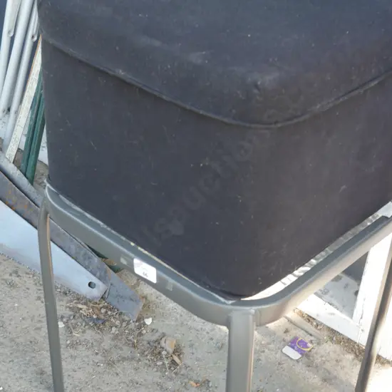 Glass top side table and pouf