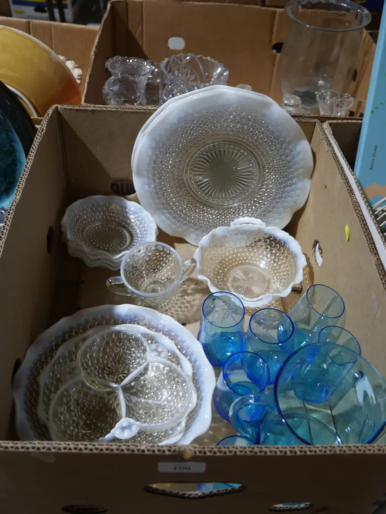 Opalescent hobnail glassware etc Image 1++