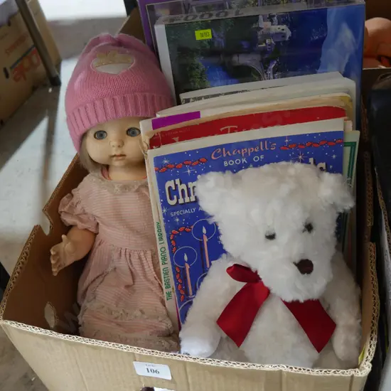 Doll, books etc