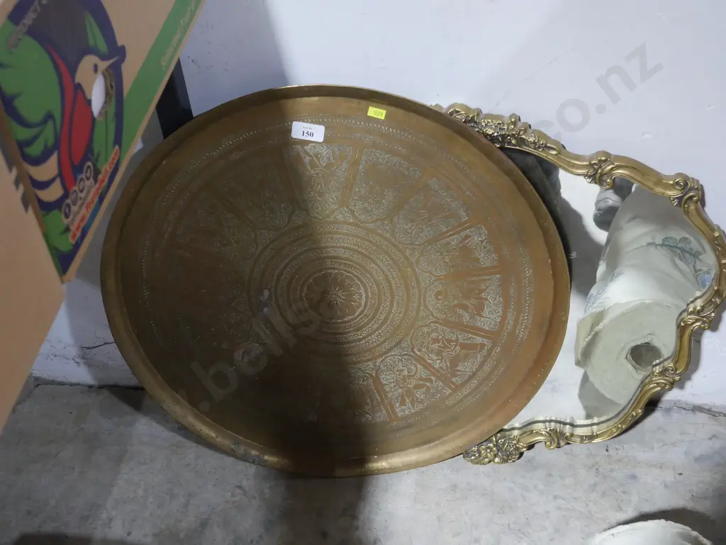 Brass tray end gilt framed mirror Image 1++