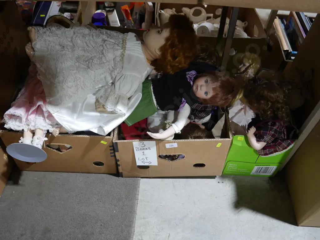 Three boxes of assorted dolls Image 1++