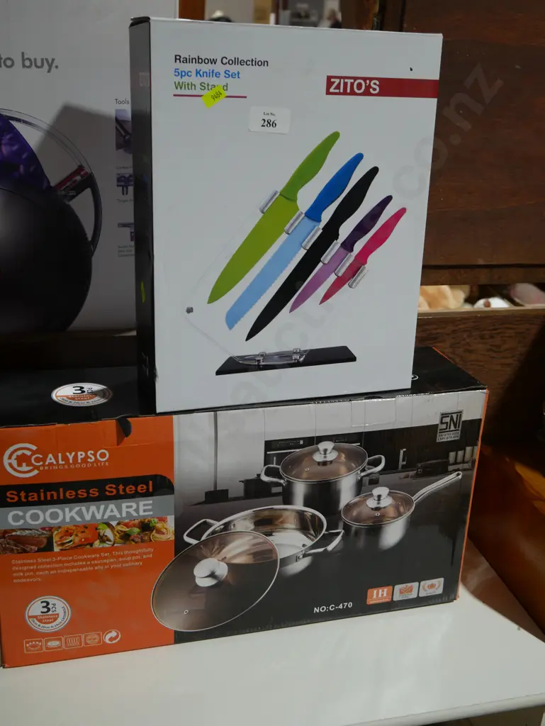 5pc knife set, Calypso 3pc cookware Image 1++