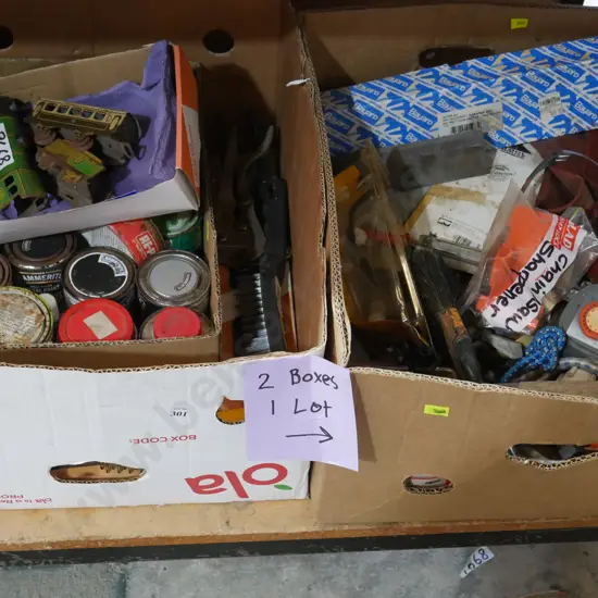 Two boxes of workshop sundries