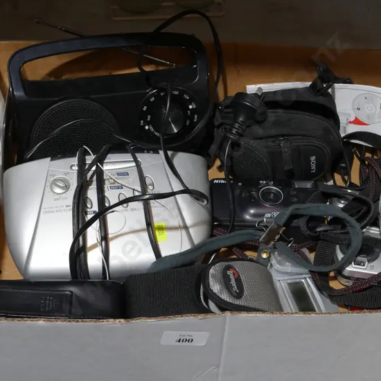 Box of radios and cameras