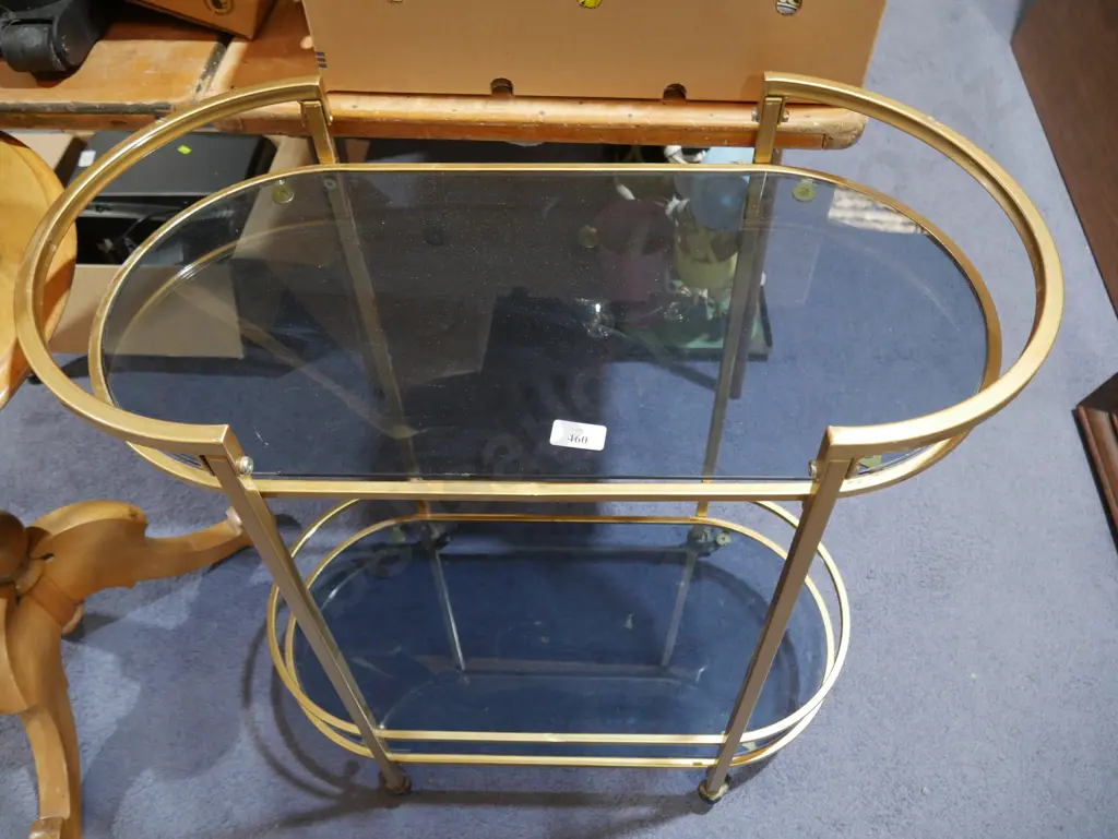 Brass and glass tea trolley Image 1++