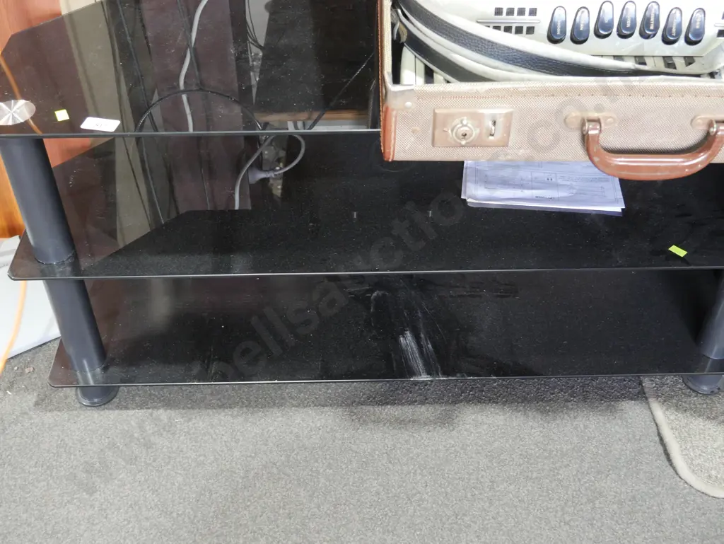 Black glass TV stand Image 1++