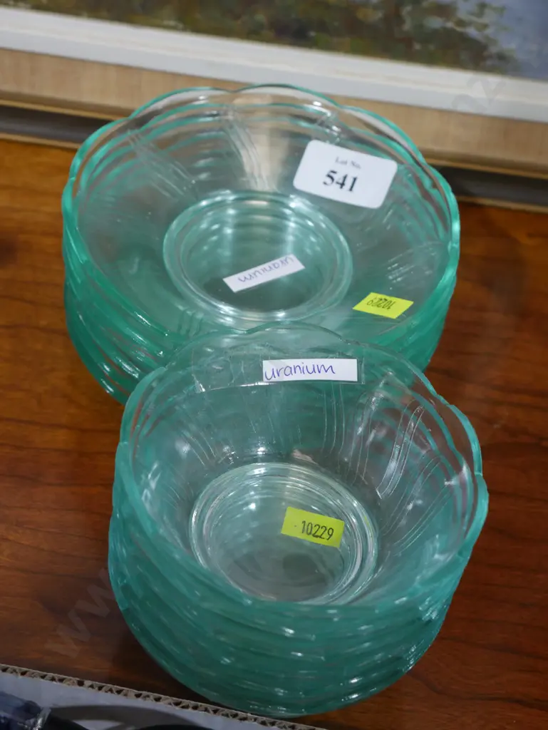 Uranium glass set of 12 dishes Image 1++