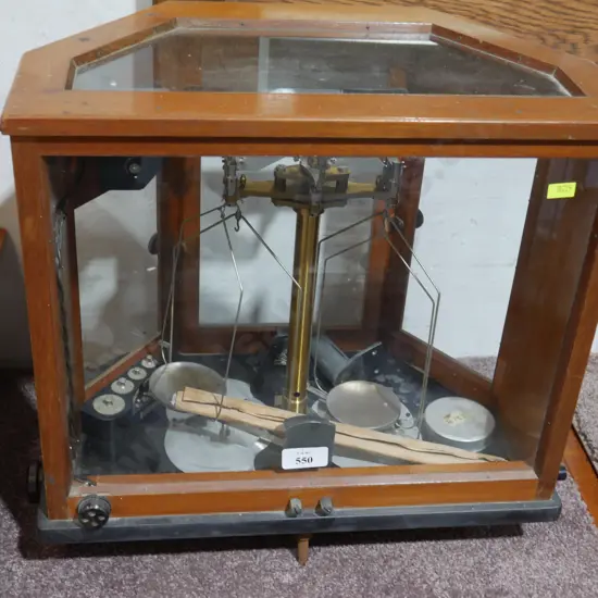 Cased balance scales