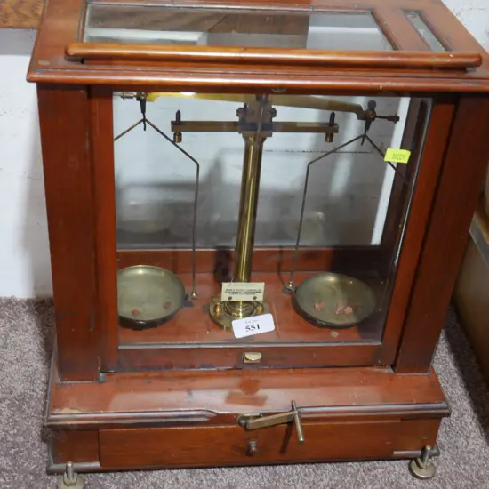 Cased balance scales