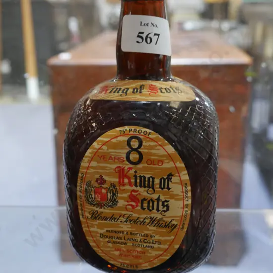 Bottle of King of Scots blended Scotch whiskey
